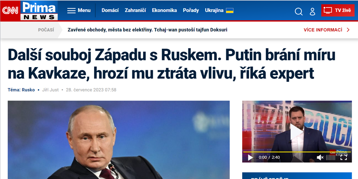 Директор центра STEM в интервью CNN Prima рассказал о борьбе за Южный Кавказ между Россией и Западом 